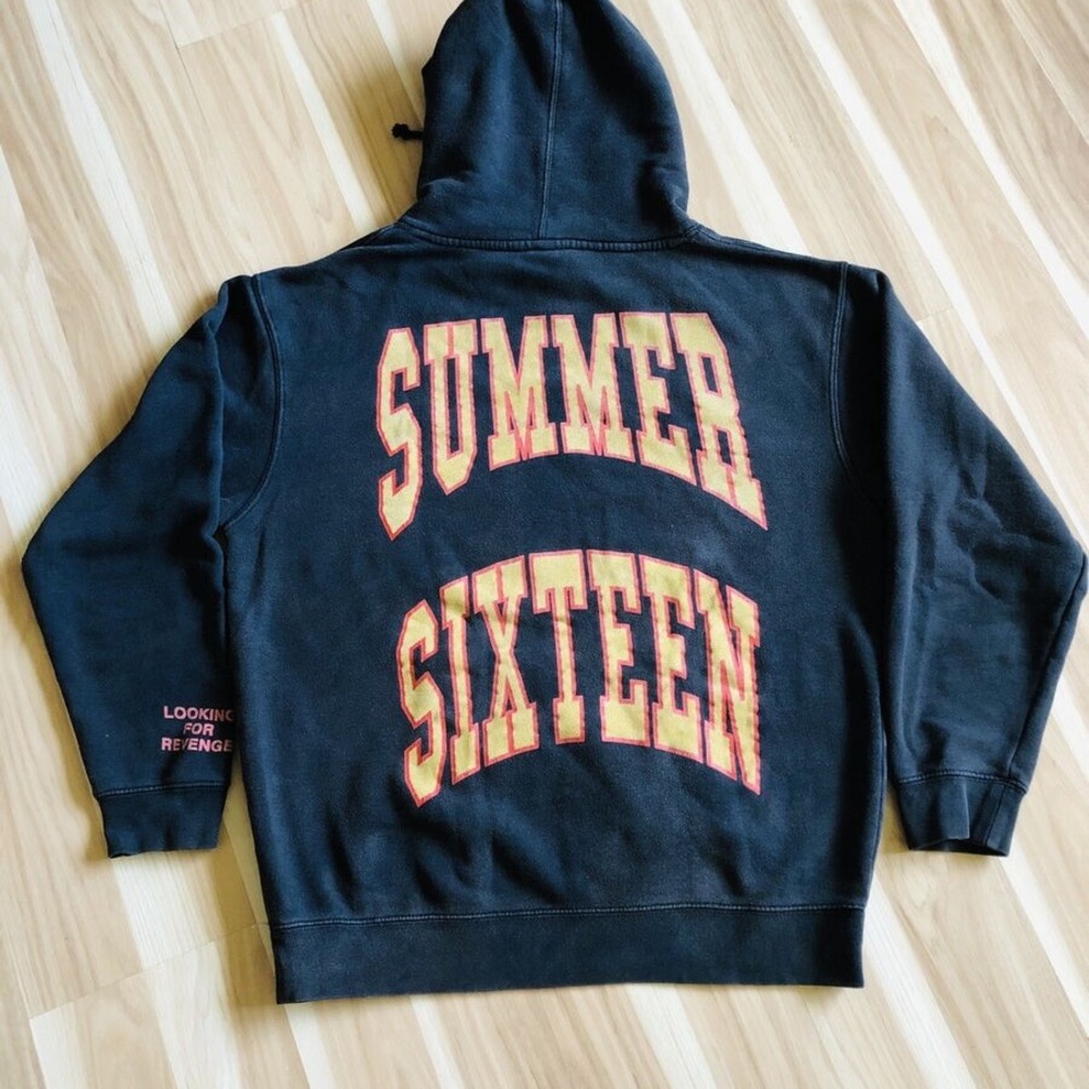 Graphic Black Hoodie with Summer Sixteen Design
